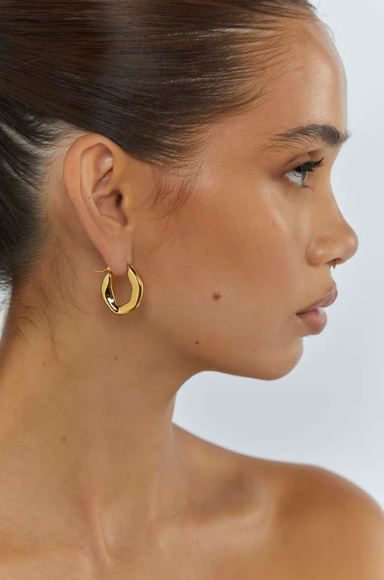 Peta + Jain Emilio Bevelled Hoop Earrings - Stainless Steel/18k Gold Plated