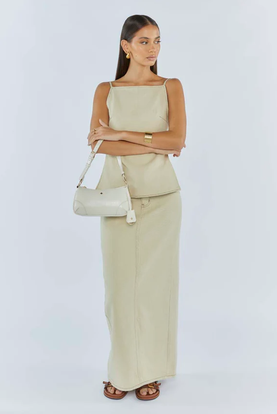Peta + Jain Regina Shoulder Bag - Stone Crinkle/Gold