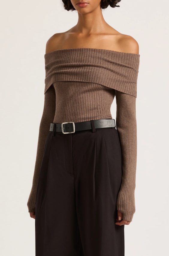 Nude Lucy Krishna Off Shoulder Knit - Mocha