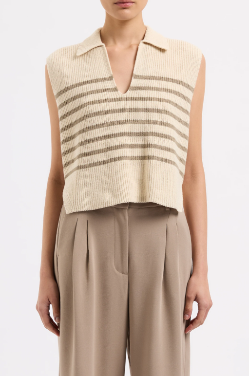 Nude Lucy Enes Stripe Knit Vest - Chestnut Stripe