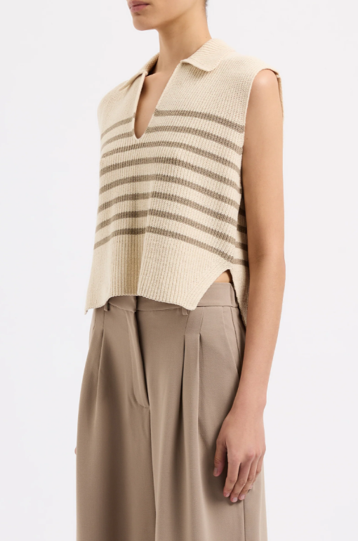 Nude Lucy Enes Stripe Knit Vest - Chestnut Stripe