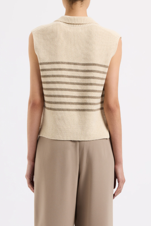 Nude Lucy Enes Stripe Knit Vest - Chestnut Stripe