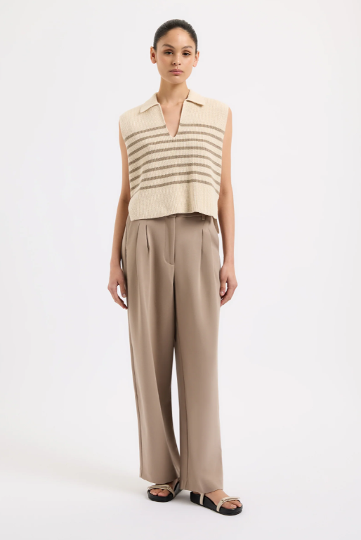 Nude Lucy Enes Stripe Knit Vest - Chestnut Stripe