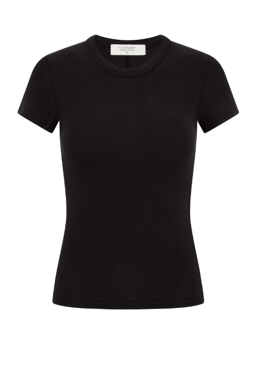 Nude Lucy Organic Rib Short Sleeve Tee - Black