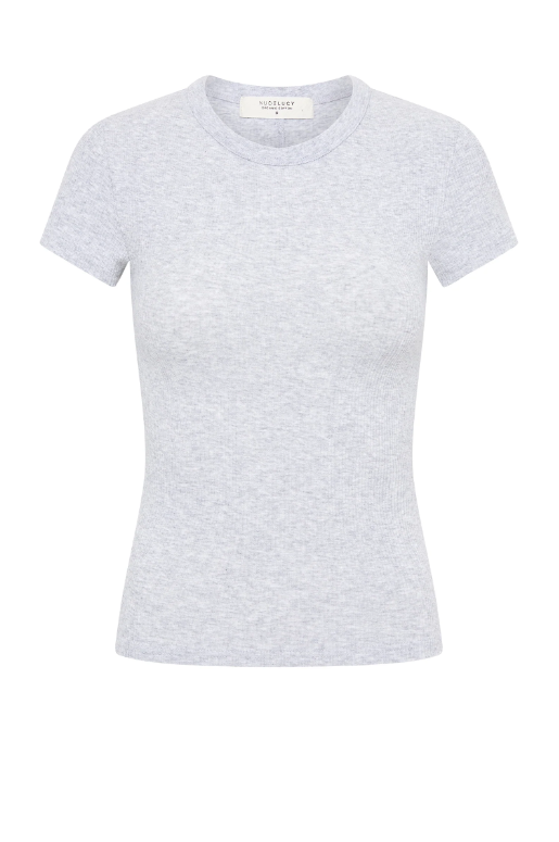 Nude Lucy Organic Rib Short Sleeve Tee - Grey Marle