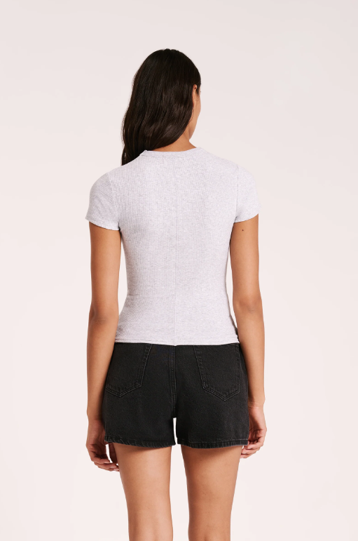 Nude Lucy Organic Rib Short Sleeve Tee - Grey Marle