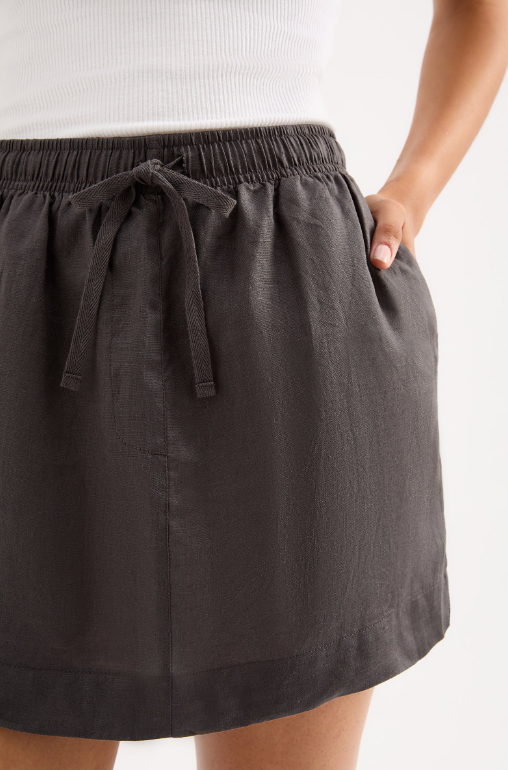 Nude Lucy Lounge Linen Skirt - Coal