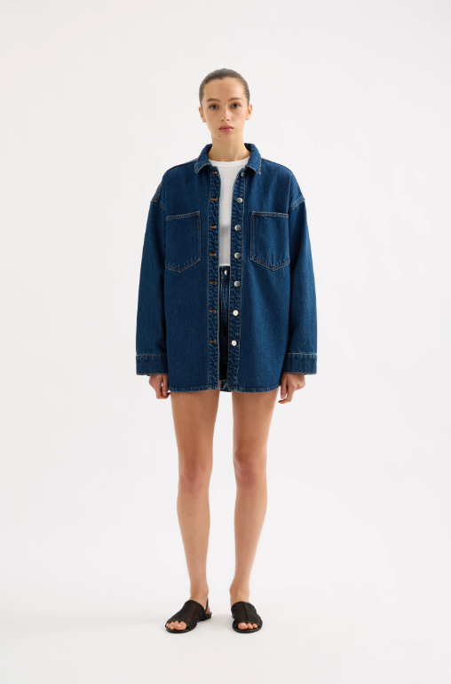 Nude Lucy Organic Denim Overshirt - Force Blue