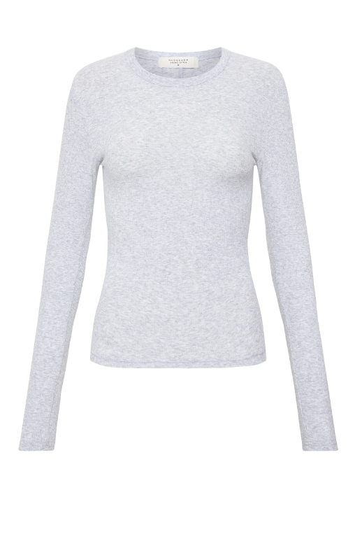 Nude Lucy Organic Rib Long Sleeve Tee - Grey Marle