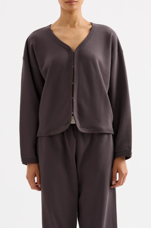 Nude Lucy Lounge Fleece Cardigan - Coal