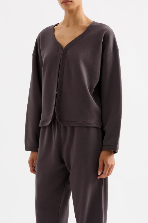 Nude Lucy Lounge Fleece Cardigan - Coal