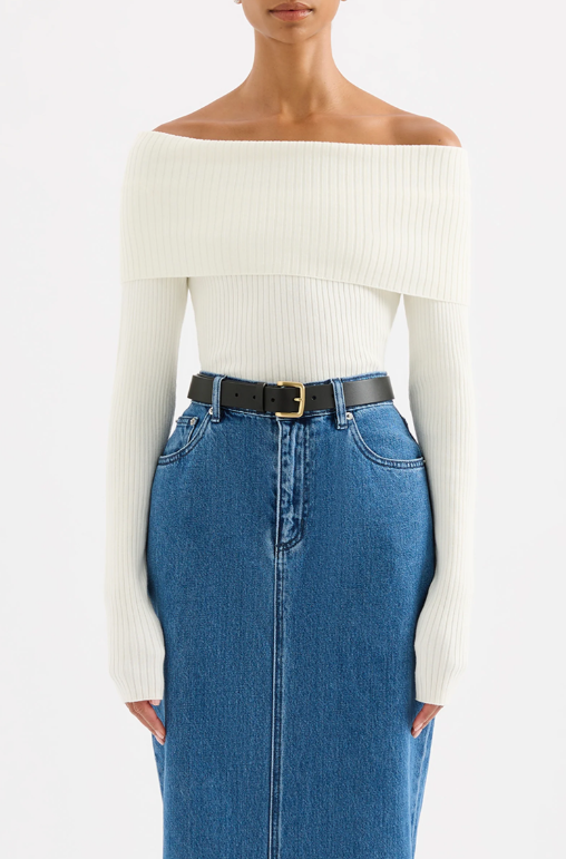 Nude Lucy Krishna Off Shoulder Knit - Salt