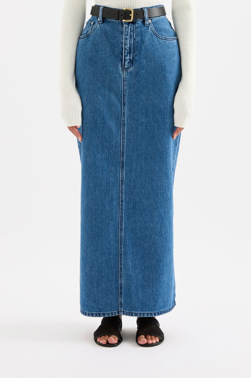 Nude Lucy Organic Denim Maxi Skirt - Fresh Blue
