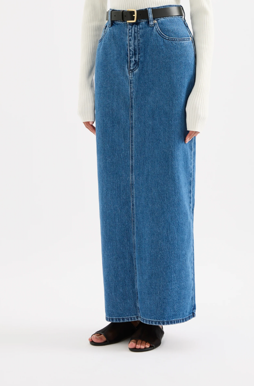 Nude Lucy Organic Denim Maxi Skirt - Fresh Blue
