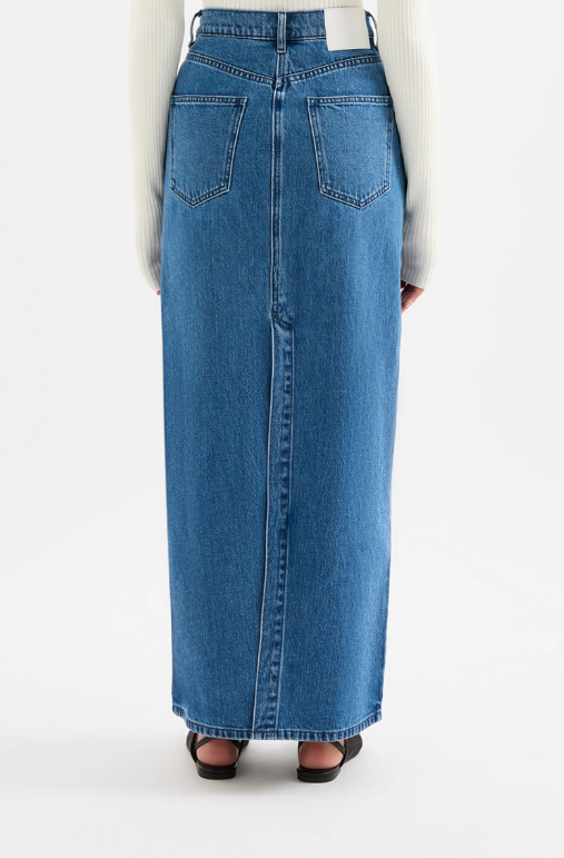 Nude Lucy Organic Denim Maxi Skirt - Fresh Blue