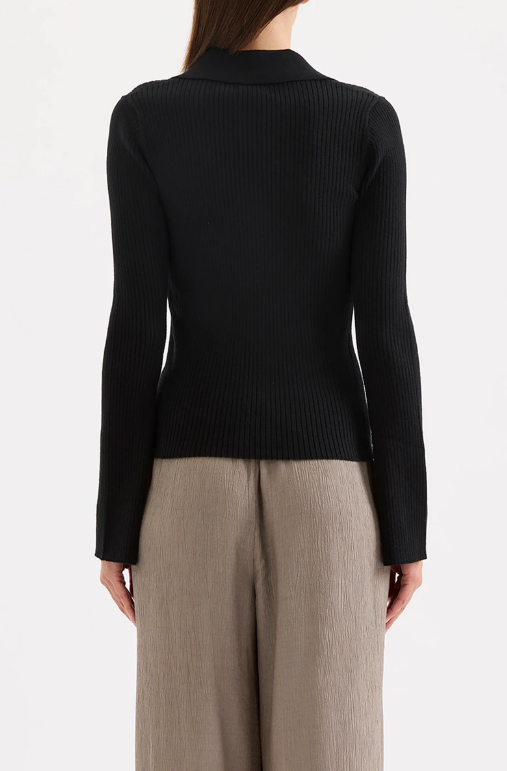 Nude Lucy Betina Zip Front Knit- Black