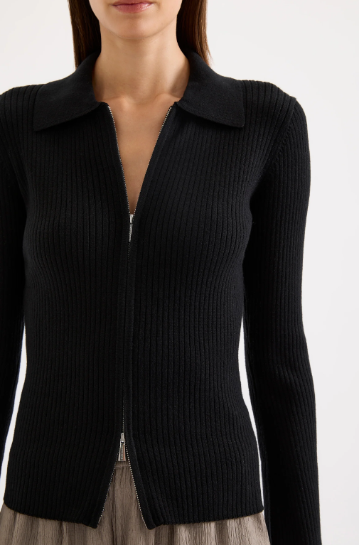 Nude Lucy Betina Zip Front Knit- Black