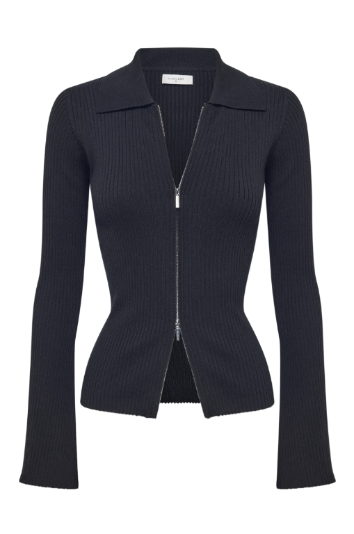 Nude Lucy Betina Zip Front Knit- Black