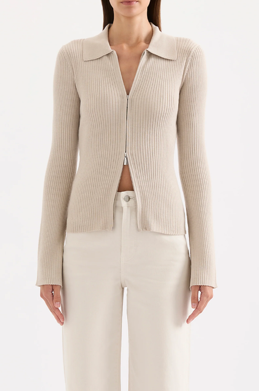 Nude Lucy Betina Zip Front Knit-Mink