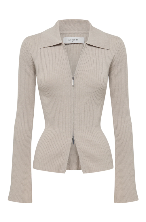 Nude Lucy Betina Zip Front Knit-Mink