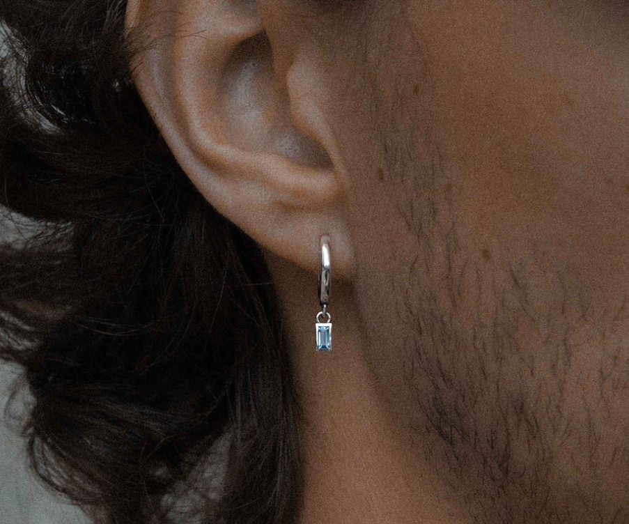 Sue The Boy Topaz Baguette Huggie-Sterling Silver/Topaz