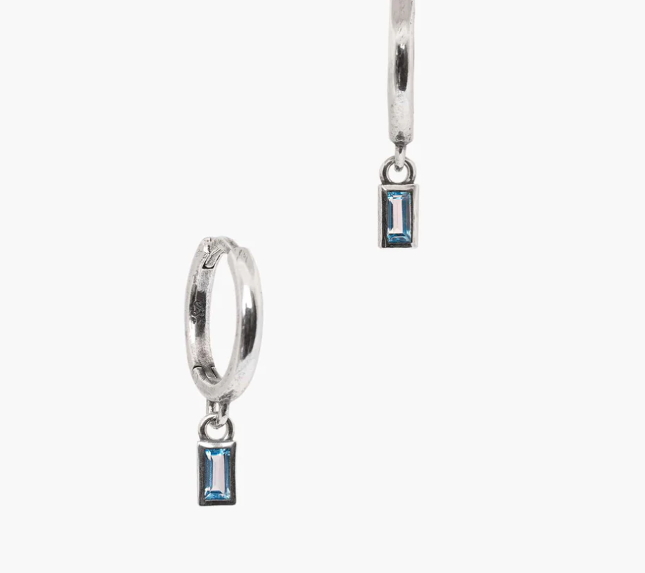 Sue The Boy Topaz Baguette Huggie-Sterling Silver/Topaz
