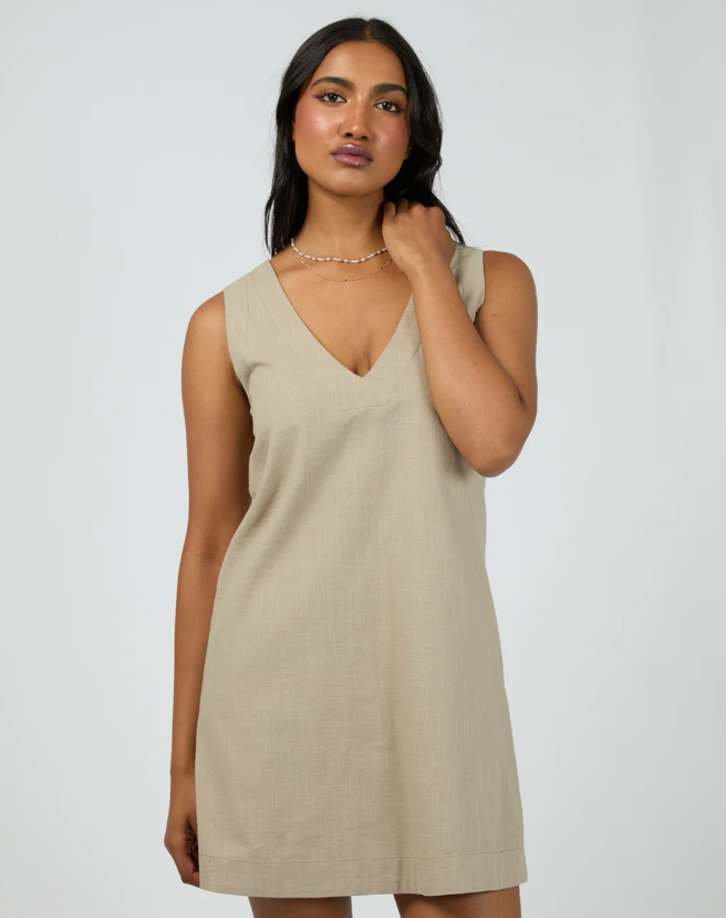All About Eve Essential Mini Dress - Stone