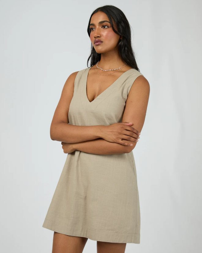 All About Eve Essential Mini Dress - Stone