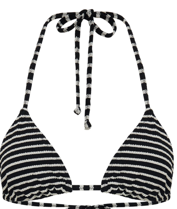 Nude Lucy Stripe Crinkle Triangle Top-Black Stripe