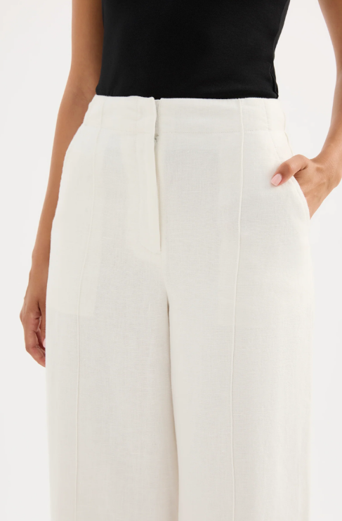 Nude Lucy Theo Linen Pant-White