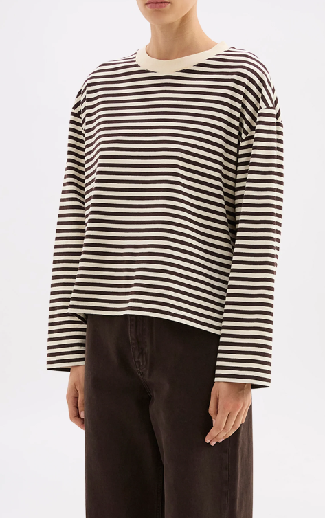 Nude Lucy Organic Stripe LS Tee - Espresso Stripe
