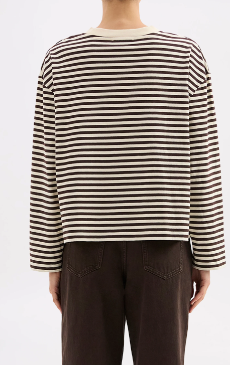 Nude Lucy Organic Stripe LS Tee - Espresso Stripe