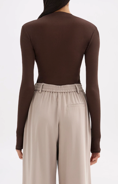 Nude Lucy Aster LS Mesh Top - Chocolate