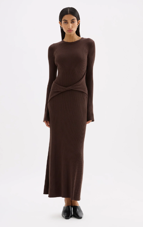 Nude Lucy Cecile Knit Maxi Dress - Chocolate