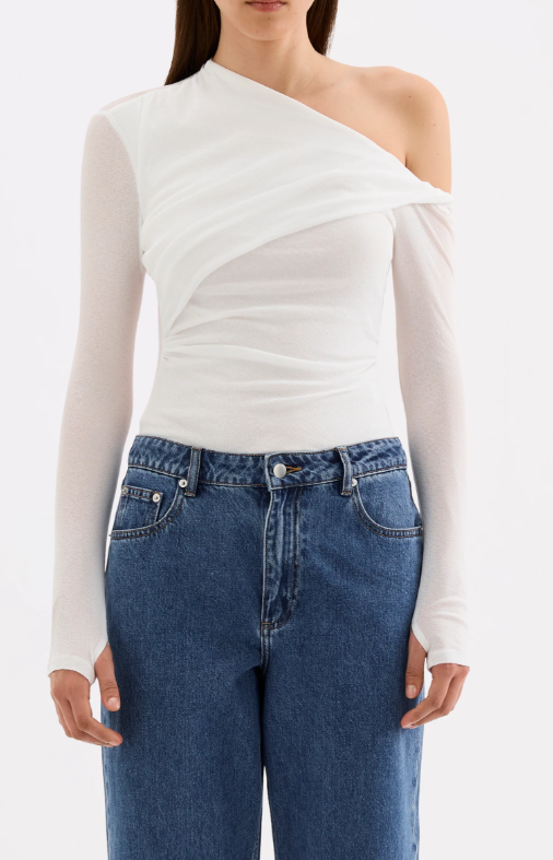 Nude Lucy Piper Mesh LS Top - Salt