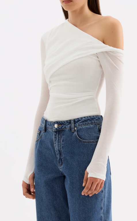 Nude Lucy Piper Mesh LS Top - Salt