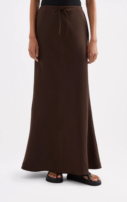 Nude Lucy Amani Linen Skirt - Chocolate