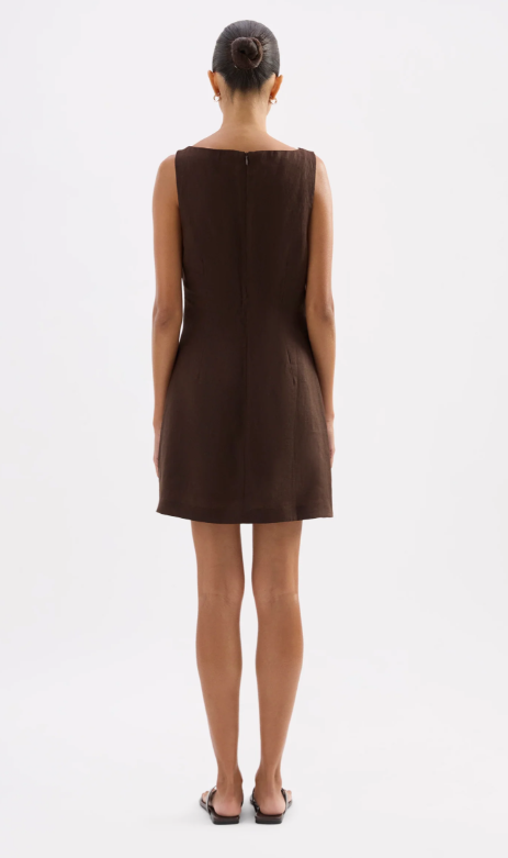 Nude Lucy Eleri Linen Mini Dress - Chocolate