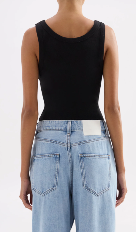Nude Lucy Organic Rib Singlet - Black