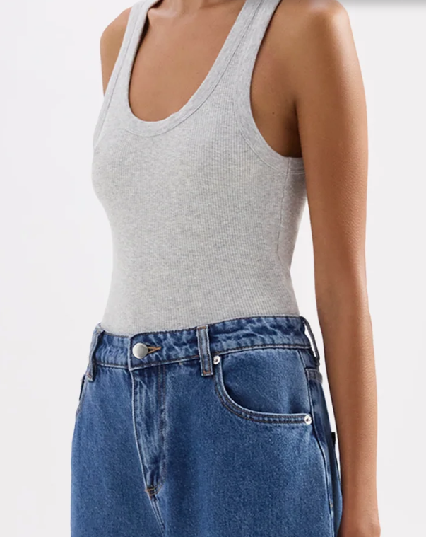 Nude Lucy Organic Rib Singlet - Grey Marle