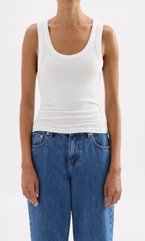 Nude Lucy Organic Rib Singlet - White