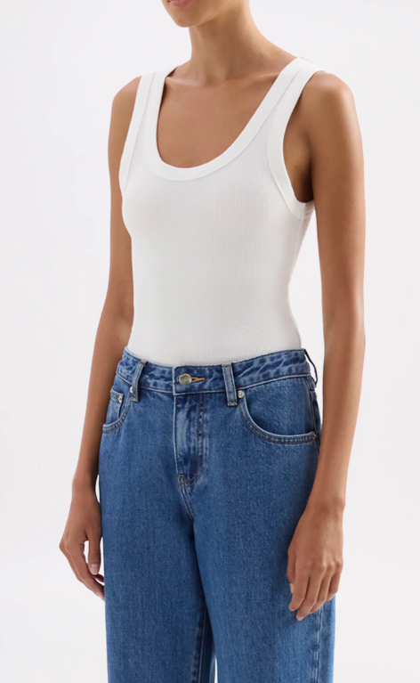 Nude Lucy Organic Rib Singlet - White