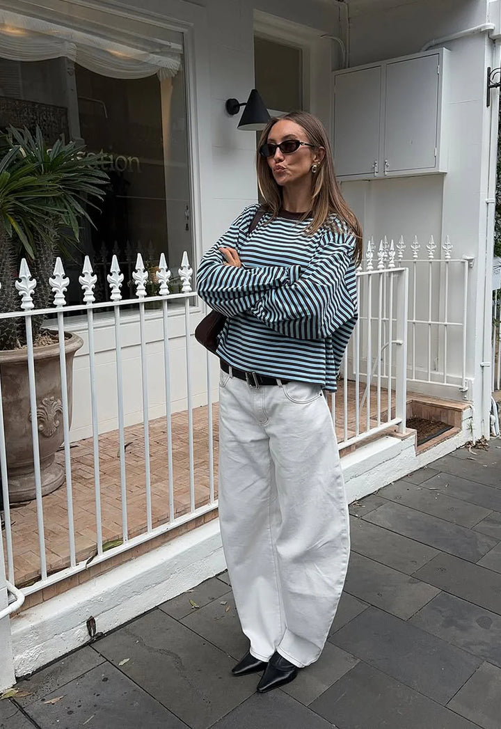 Lioness Bloom Long Sleeve - Chocolate Sea Stripe