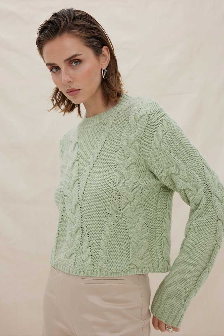 Sovere Studio Linked Cable Sweater - Artichoke