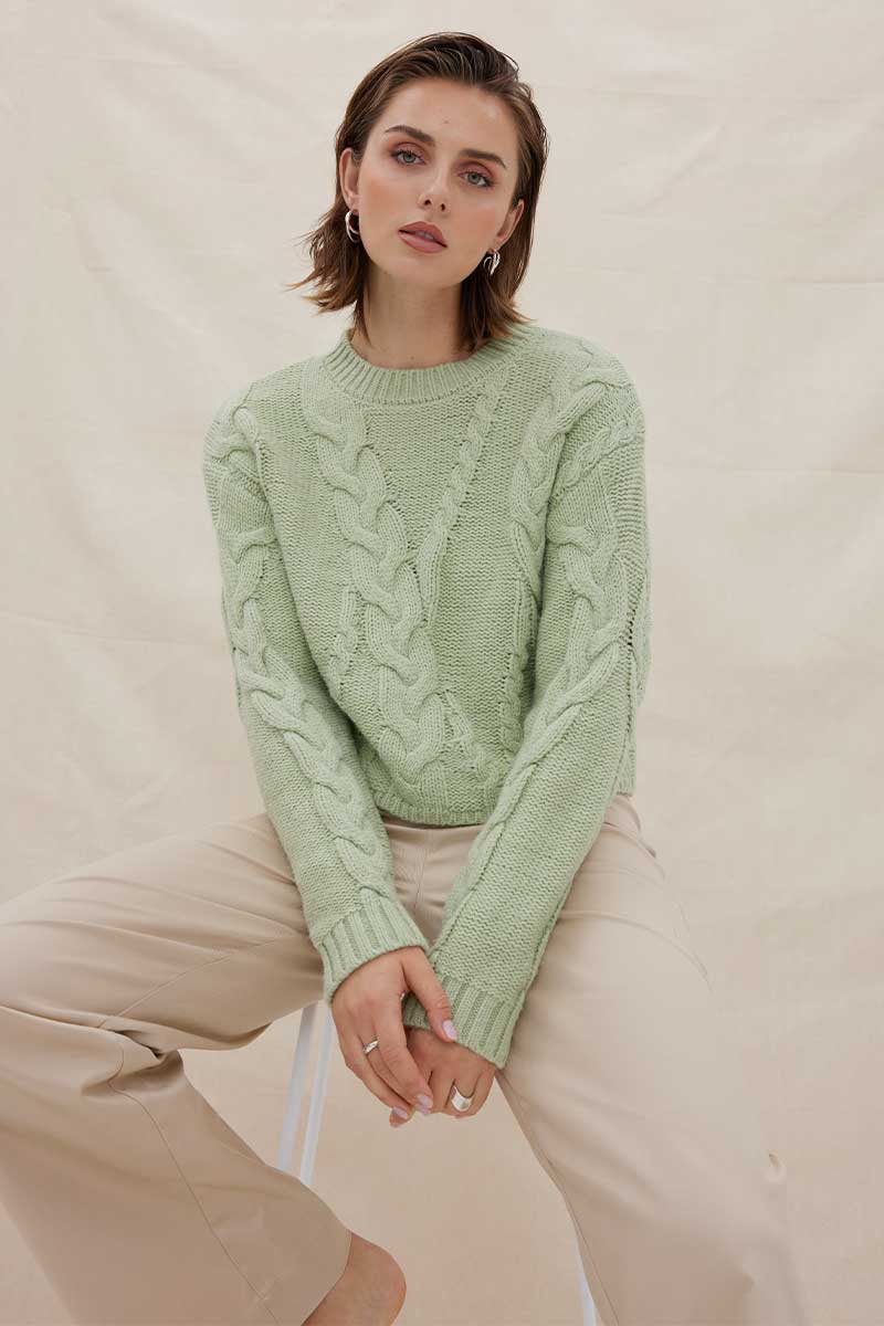 Sovere Studio Linked Cable Sweater - Artichoke