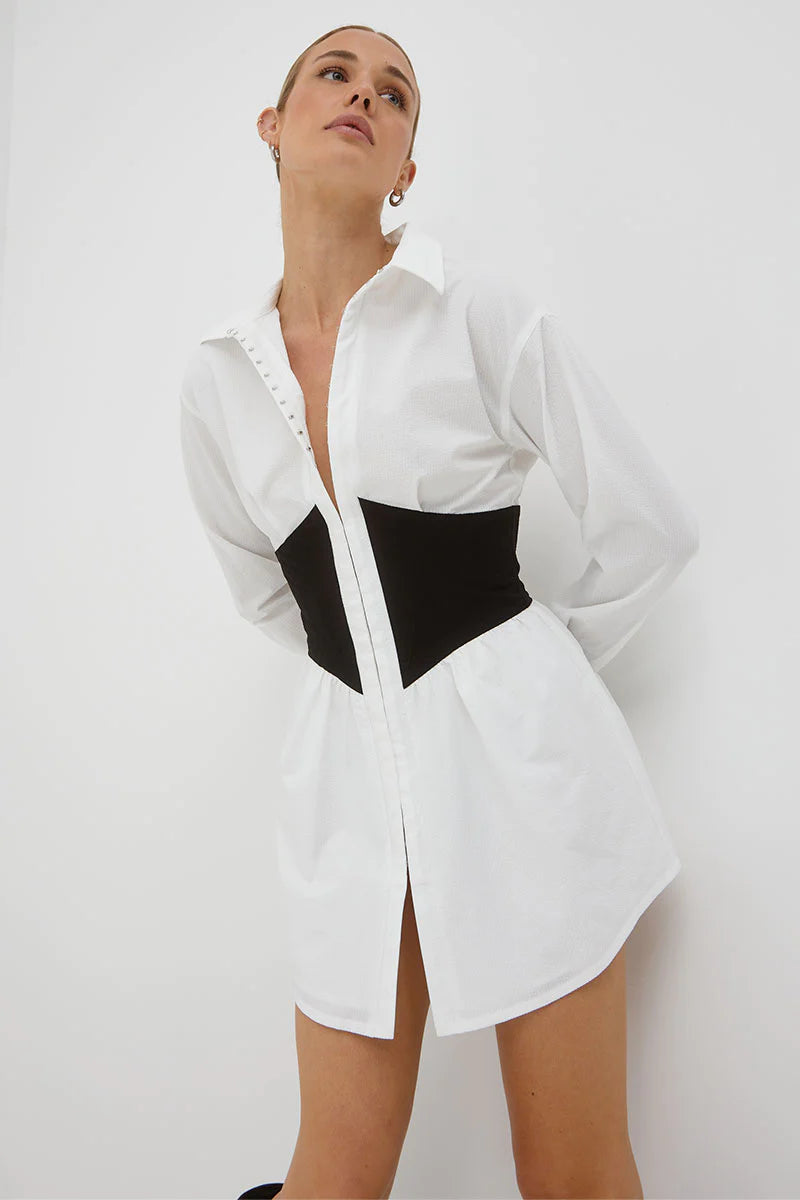 sovere reminisce corset shirt dress REMINISCE / The REMINISCE Corset shirt in BLACK/WHITE, also available in CAROB. Online now #sovere #soverestudio