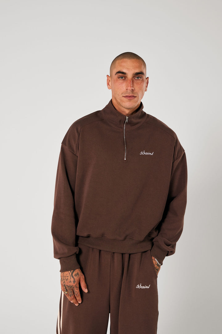 SŚAINT Zip Jumper - Brown