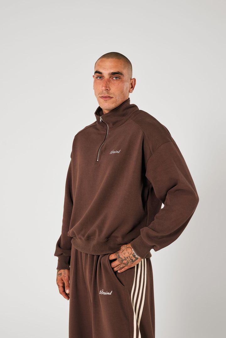 SŚAINT Zip Jumper - Brown