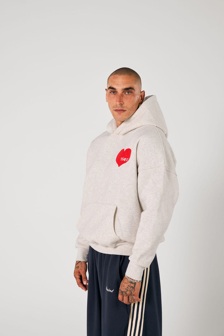 SŚAINT Heart Hoodie - Grey & Red Heart