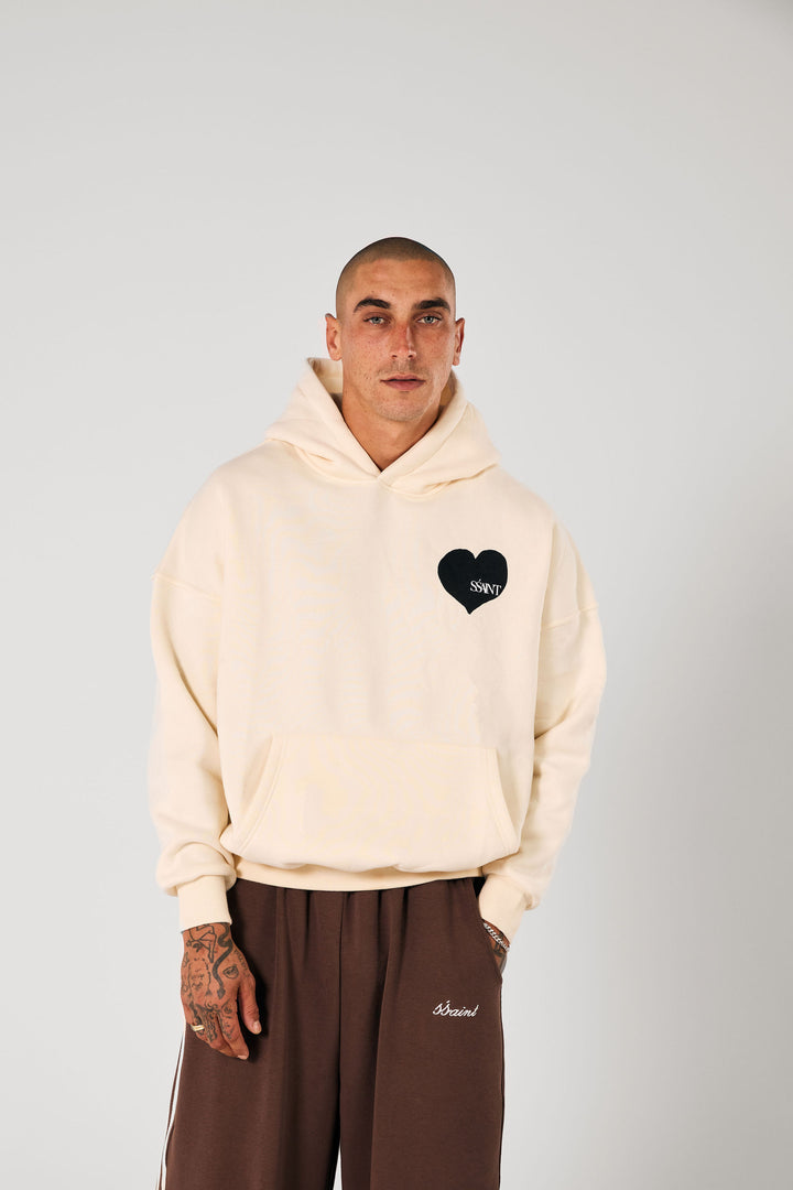 SŚAINT Heart Hoodie - Butter & Black